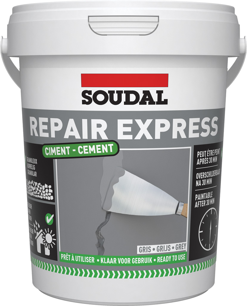 2X Soudal Repair Express Cement Gap & Crack Filler Mortar Masonry Beige OR Grey 