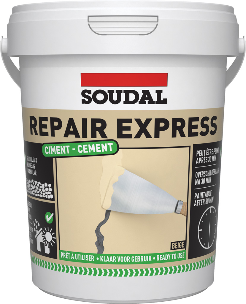 Soudal 2 x Repair Express Cement Gap and Crack Mortar Masonry Filler Grey 