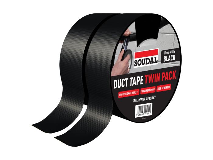 Product shot Black Duct Tape Twin Pack 50mm x 50m