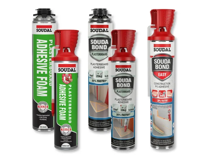 Soudal Soudabond Easy, Soudabond Plasterboard and Trade Plasterboard PU Foam Adhesive range 