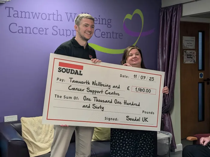 Soudal makes donation to Tamworth Wellbeing & Cancer Support Centre 