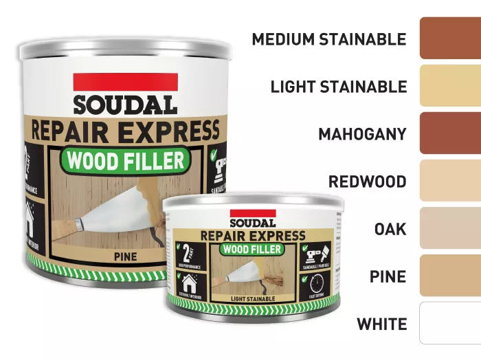Soudal Repair Express Wood Filler 2 Part Colours